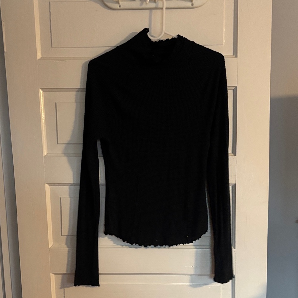 Free People Intimately Teal Ribbed Thermal Long Sleeve Top